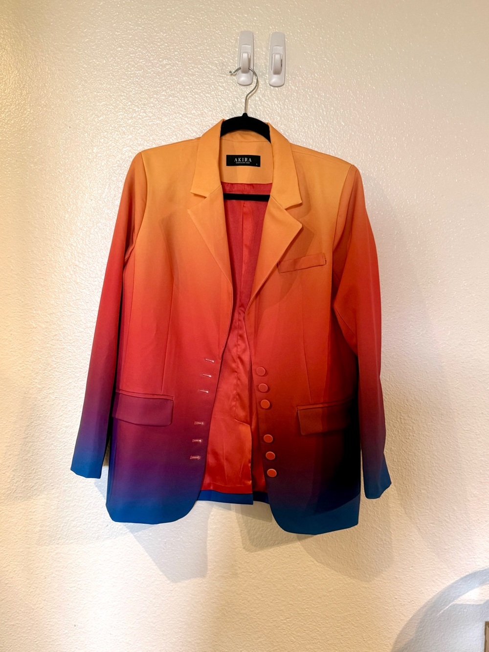 AKIRA Sunset Ombre Blazer in Orange, Pink & Blue - Picture 8 of 14